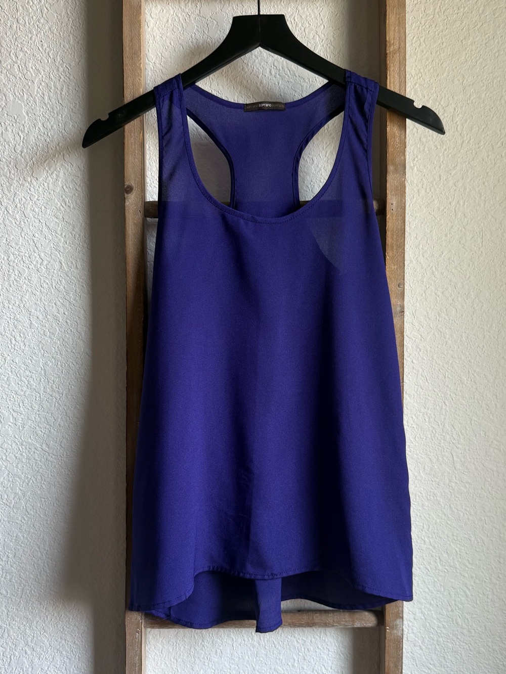 Soprano Deep Purple Chiffon Racerback Tank Top Blouse Sz: Small